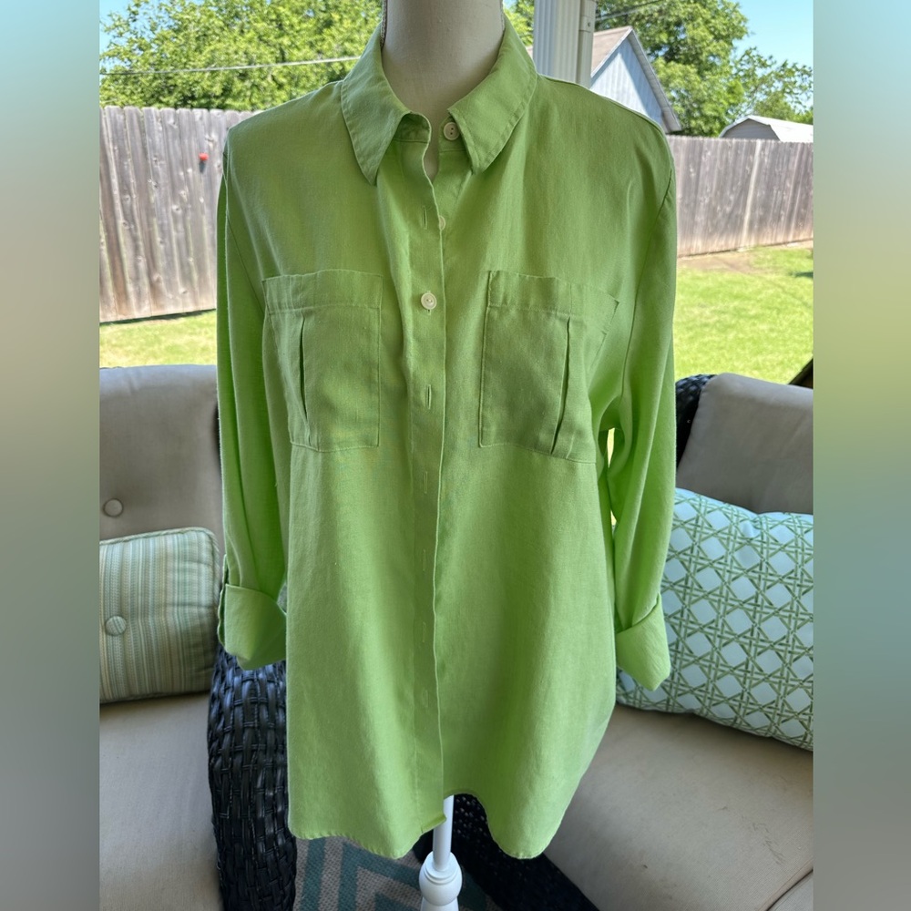 Investments Gold Label Lime Green Button Down Shirt